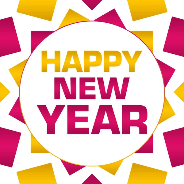 Mutlu Yeni Yıl Metin Pembe Altın Arka Plan Üzerinde Yazılmış — Stok fotoğraf