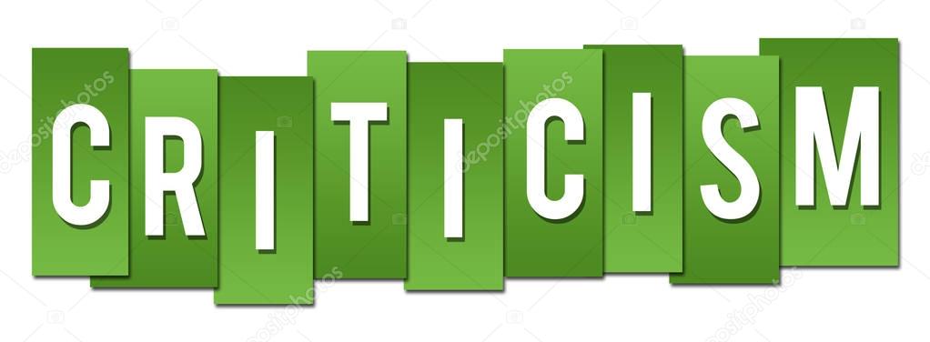 Criticism text written over vibrant green background.