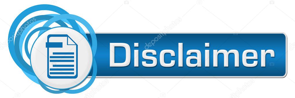Disclaimer concept image with text and paper symbol.