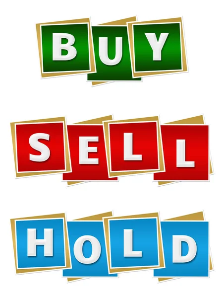 Comprar Vender Segure Texto Escrito Sobre Vermelho Verde Fundo Azul — Fotografia de Stock