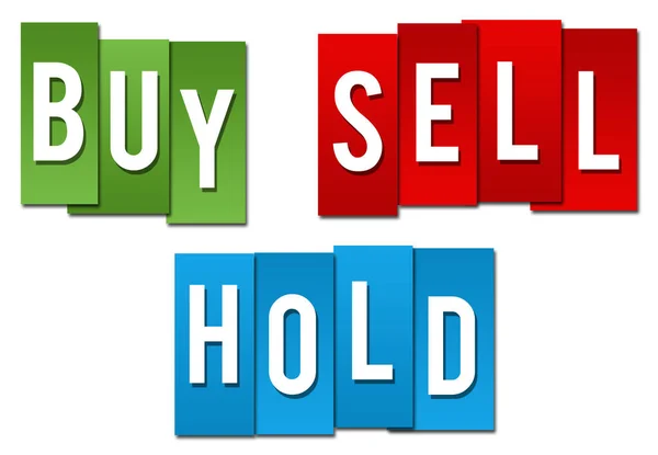 Comprare Vendere Tenere Testo Scritto Sfondo Rosso Verde Blu — Foto Stock