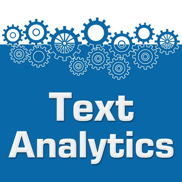 Text Analytics Text Written Blue Background Gears Top — Stock Photo, Image