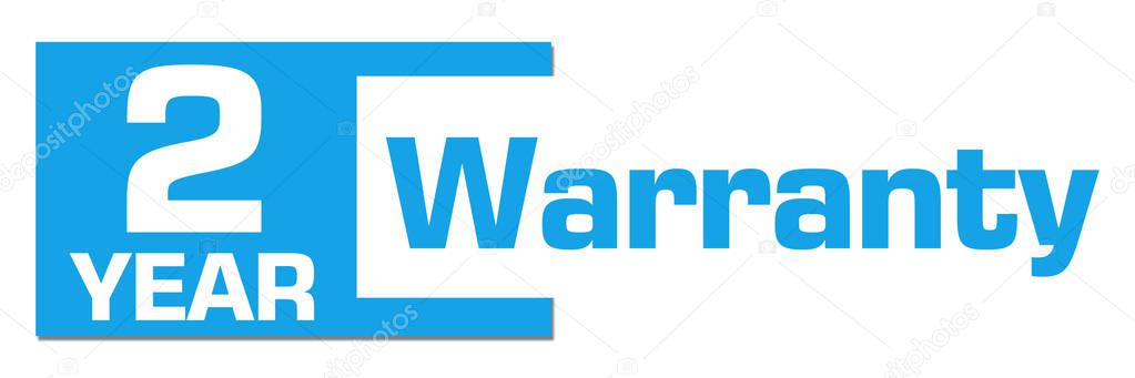 Two year warranty concept image with text over blue background.