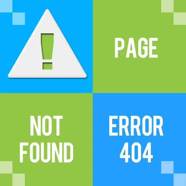 Errore 404 Concetto Immagine Con Quattro Blocchi Blu Verdi Simboli — Foto Stock