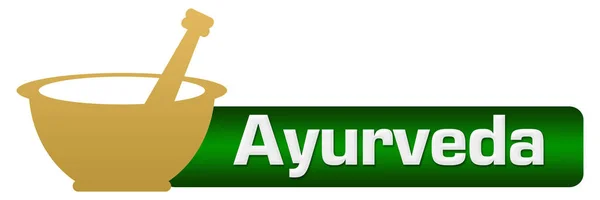 Ayurveda Concept Image Text Mortar Pestle Symbol — Stock Photo, Image