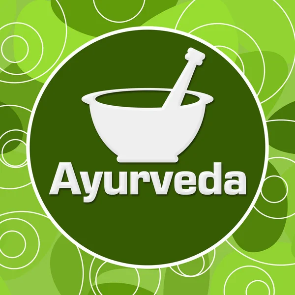 Ayurveda Konsept Resmi Metin Harç Havaneli Simgesiyle — Stok fotoğraf