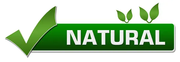 Imagem Conceito 100 Natural Com Texto Sobre Fundo Verde — Fotografia de Stock