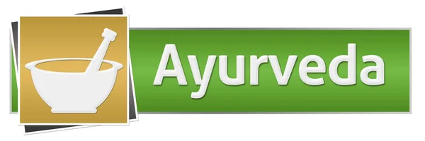 Image Concept Ayurveda Avec Texte Pilon Mortier Symbole — Photo
