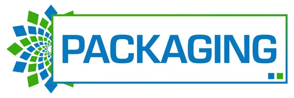 Packaging Text Written Green Blue Background — Stock Photo, Image