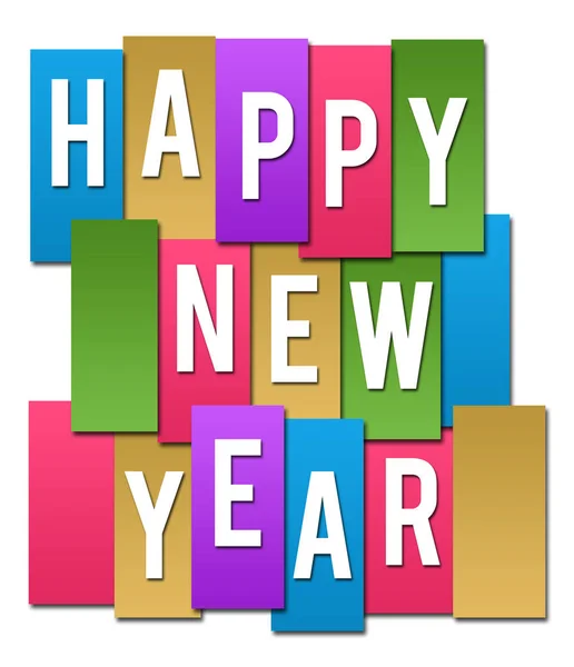 Mutlu Yeni Yıl Metin Renkli Arka Plan Üzerinde Yazılmış — Stok fotoğraf
