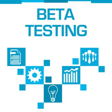 Mavi arkaplan üzerine yazılmış beta test metni.