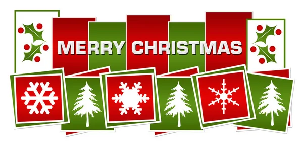 Merry Christmas Text Written Red Green Background — Stock Photo, Image