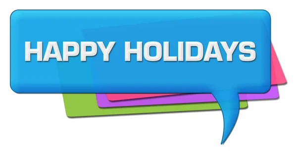 Happy Holidays Tekst Napisany Niebieskim Tle Kolorowe — Zdjęcie stockowe