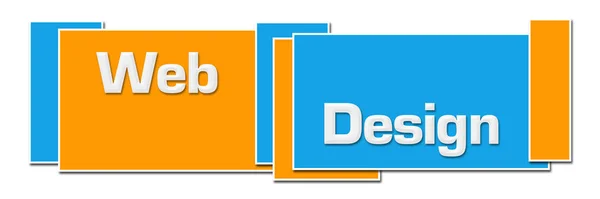 Text Webového Designu Napsaný Modrém Oranžovém Pozadí — Stock fotografie