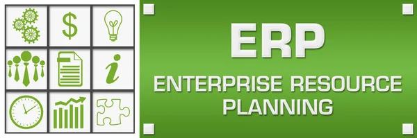 Erp Text Plánování Podnikových Zdrojů Zapsaný Zeleném Pozadí — Stock fotografie
