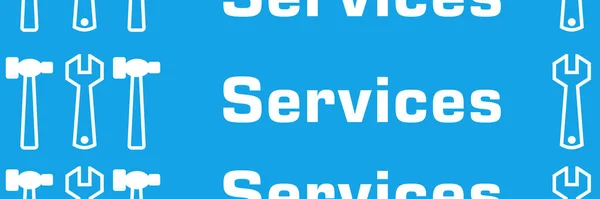 Services Text Written Blue Background Symbols — 스톡 사진