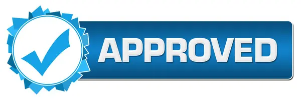 Approved Text Written Blue Background Tick Mark Symbol — 스톡 사진