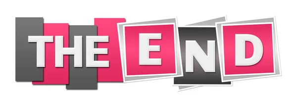 End Text Written Pink Grey Background — Stock Photo, Image