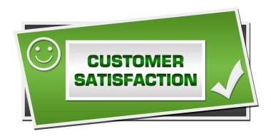 Metin ve ilgili sembollerle müşteri memnuniyeti konsepti resmi.