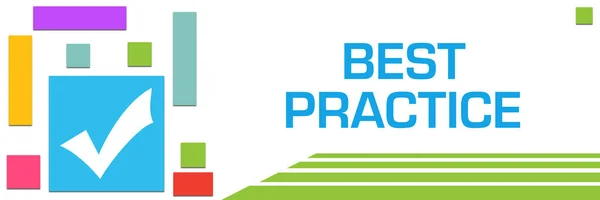 Best Practice Concept Beeld Met Tekst Bijbehorende Symbool Blauwe Kleurrijke — Stockfoto