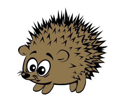 Sevimli çizgi stili kahverengi kirpi sürpriz bir bakışla beyaz izole bir vektör çizim