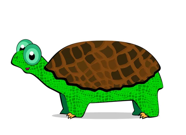 Divertido Estilo Dibujos Animados Tortuga Grande — Vector de stock