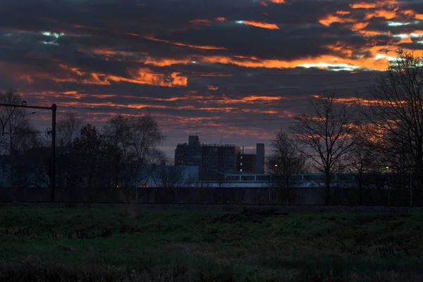 Hoogeveen Países Baixos Dezembro 2019 Prisão Trilha Com Nuvens Manhã — Fotografia de Stock