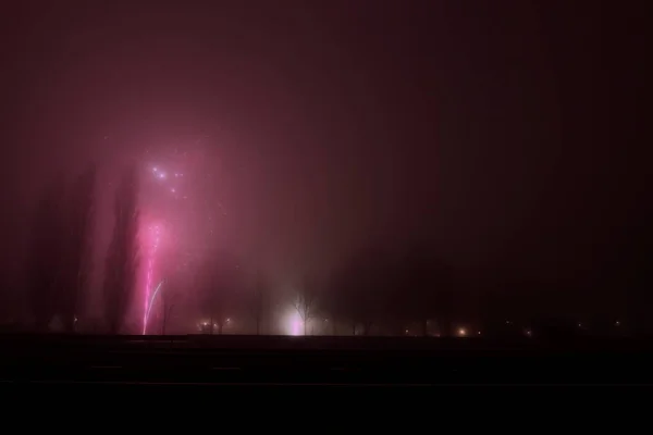 Hoogeveen Nizozemsko Ledna 2020 Dálnice A28 Ohňostroj Nad Obytnou Oblastí — Stock fotografie