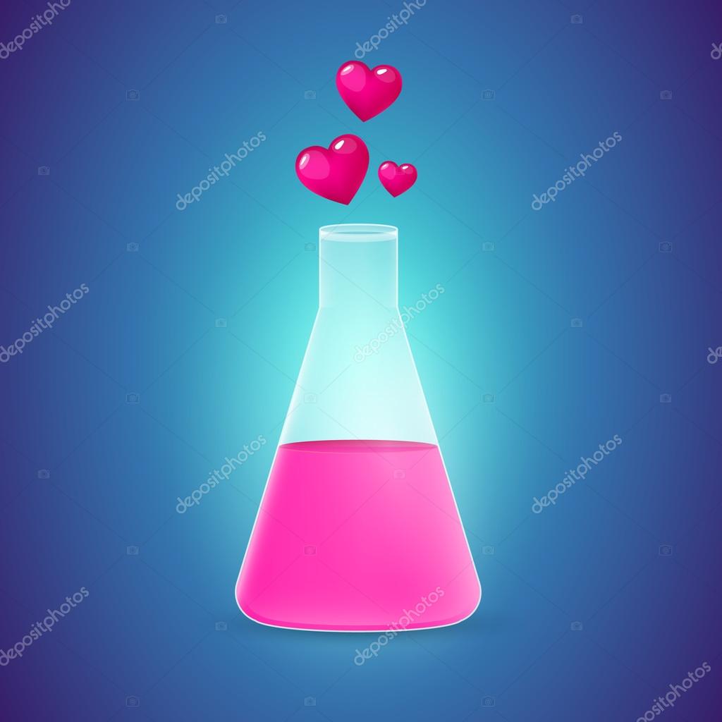 Tube with a love elixir against a bright background.
