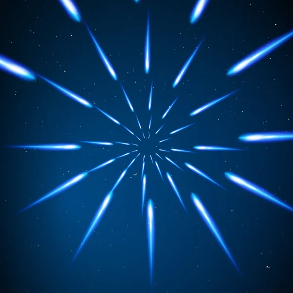 Estrellas warp. Movimiento de luz en el espacio . — Vector de stock