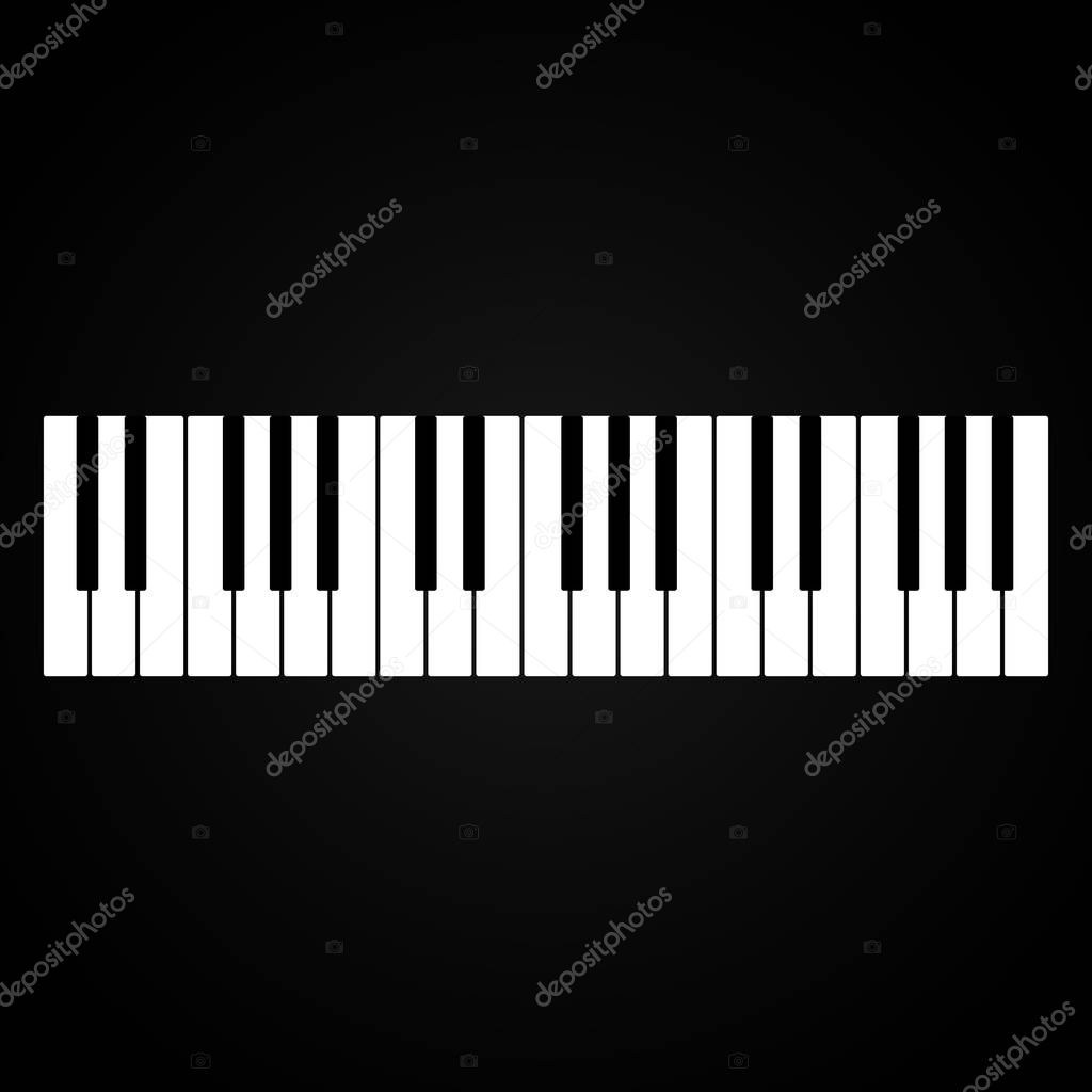 Flat piano keys on a dark background.