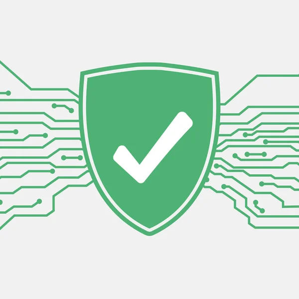 Escudo con marca de verificación. Icono del vector. Protección y concepto antivirus. Icono del sistema de seguridad . — Vector de stock