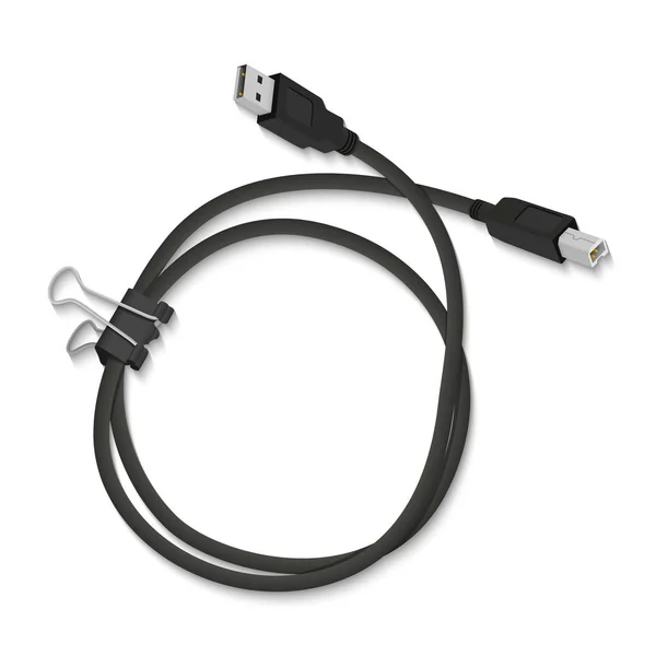 Cable USB aislado sobre fondo blanco. — Vector de stock
