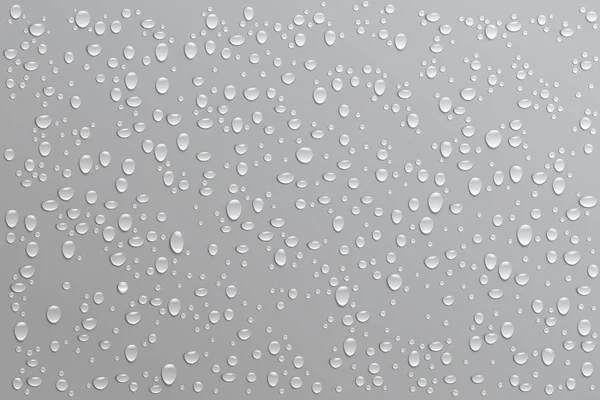 Gotas de agua realistas sobre un fondo negro. Ilustración vectorial . — Vector de stock