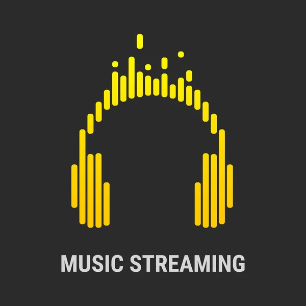 Cuffie con logo. Equilibratore musicale. Streaming musicale . — Vettoriale Stock