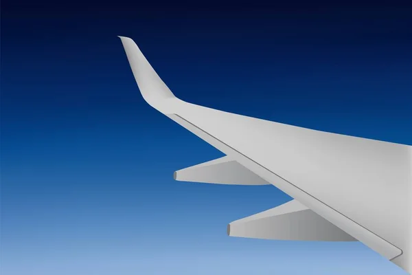 Aile un avion dans le ciel dégagé. Illustration vectorielle . — Image vectorielle