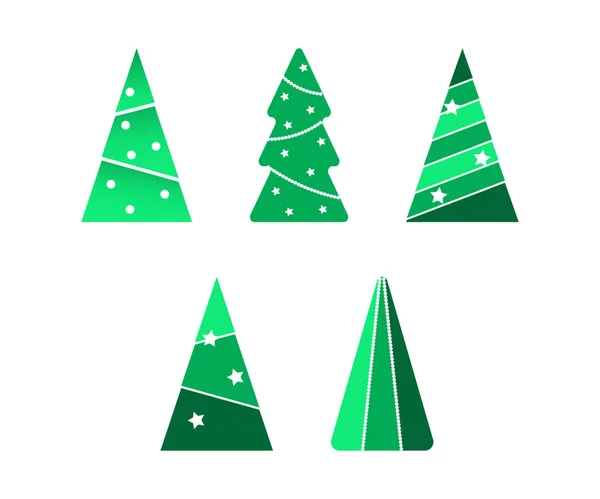 Kerstboom vector set geïsoleerd op witte achtergrond — Stockvector