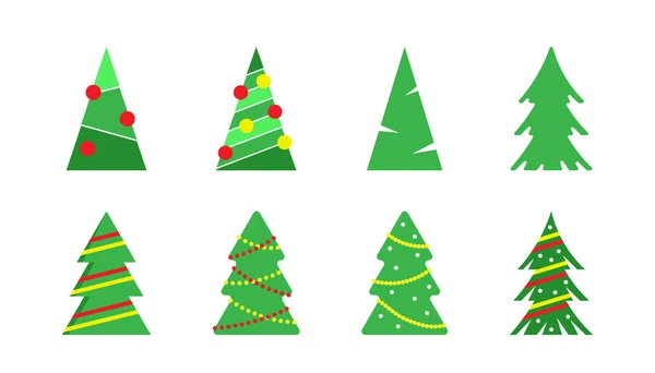 Kerstboom vector set geïsoleerd op witte achtergrond — Stockvector