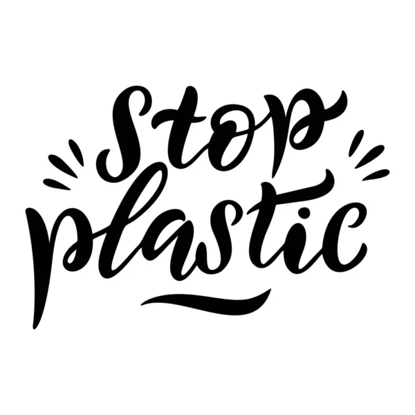 Stop met plastic belettering kaart. Plastic vrijblijvende offerte. — Stockvector