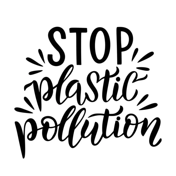 Stop plastic vervuiling belettering kaart. Plastic vrijblijvende offerte. — Stockvector