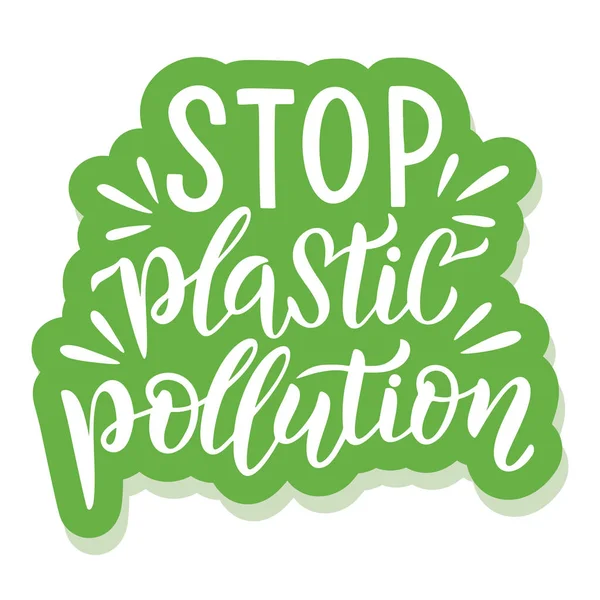 Stop plastic vervuiling - ecologie sticker met slogan — Stockvector