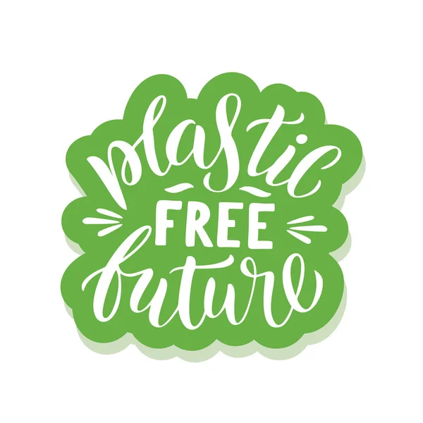 Plastique avenir libre - autocollant écologie avec slogan . — Image vectorielle