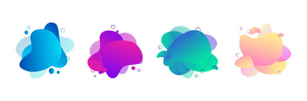 Набор абстрактной формы жидкости с пастельно-желтым и розовым, голубым градиентом

