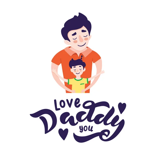 Happy Father s day greeting card design and lettering - i love you, daddy. — Stock Vector