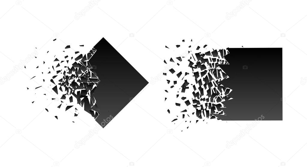 Abstract black explosion isolated on white background.