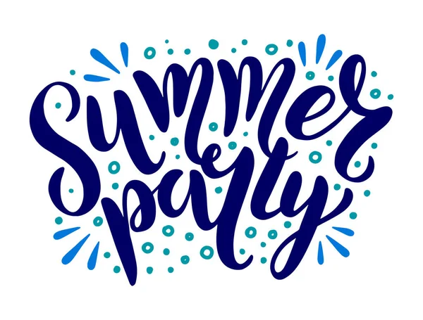 Summer Party Vector Logo Tekst Met Doodle Zonnestralen Typografie Voor — Stockvector