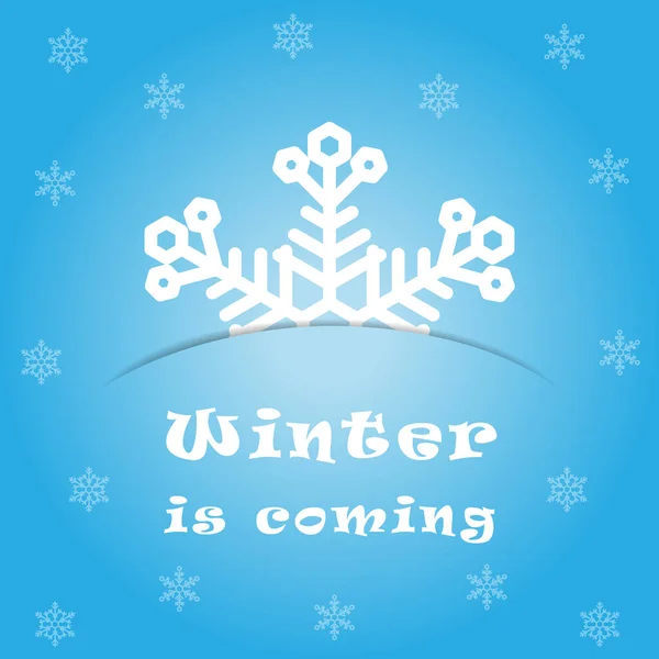 Der Winter Kommt Typografie Plakat Hintergrund Mit Schneeflocken Und Inschrift — Stockvektor