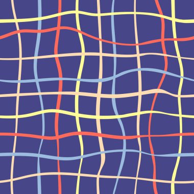 Kusursuz çizgi ve dalga deseni. Vektör soyut arkaplanı. Hatları kesişen şık bir doku. El çizimi hücre deseni.