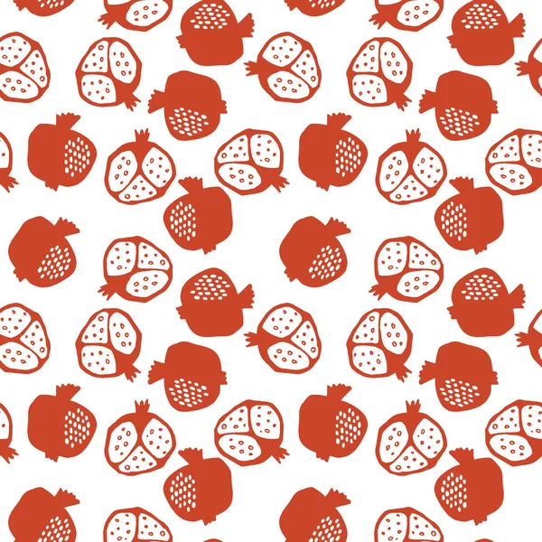 Pomegranate Seamless Pattern Red White Colors Floral Vector Illustration Abstract — Stock Vector