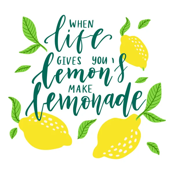 Типографический Фон Цитатой Жизнь Дает Лимоны Сделать Лимонад Вдохновляющая Мотивационная — стоковый вектор